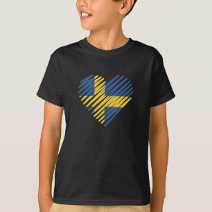 Love Sweden Heart Sverige Zweedse roots T-shirt