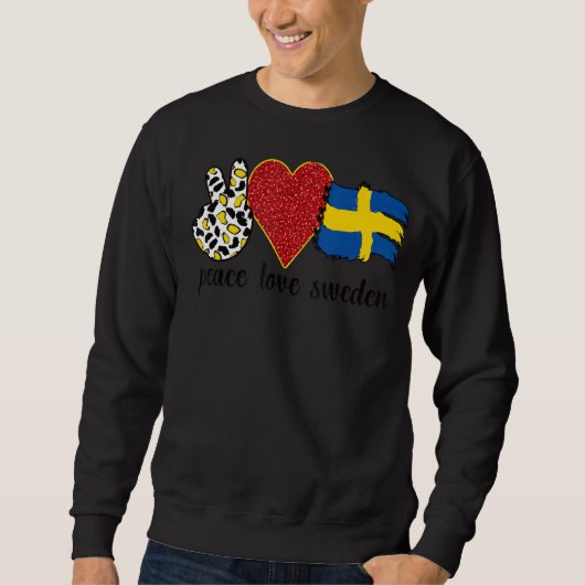 Love Sweden Prouted Swedish Flag Swedish Roots Trui (Voorkant)