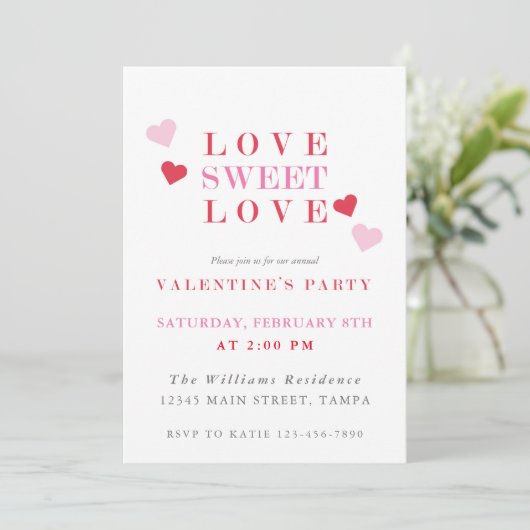 Love Sweet Love Valentijnsdag Party Kaart (Staand voorkant)