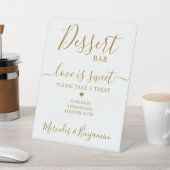 Love Sweet Personalized Gold Wedding Dessert Bar Reclamebord Met Voetstuk (Insitu)