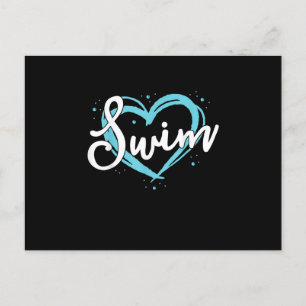 Love Swimming Swim Team Heart Lover Blue Swimmer Aankondigingskaart