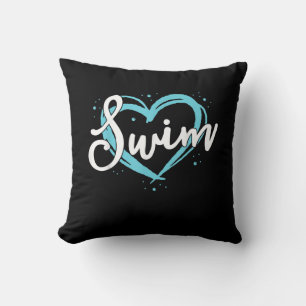 Love Swimming Swim Team Heart Lover Blue Swimmer Kussen