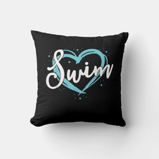 Love Swimming Swim Team Heart Lover Blue Swimmer Kussen (Voorkant)