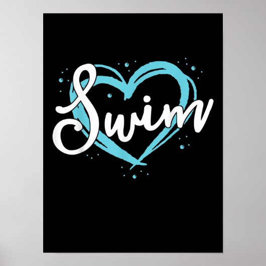 Love Swimming Swim Team Heart Lover Blue Swimmer Poster (Voorkant)