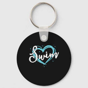 Love Swimming Swim Team Heart Lover Blue Swimmer Sleutelhanger