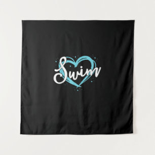 Love Swimming Swim Team Heart Lover Blue Swimmer Wandkleed