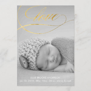 Love Swirl Baby Birth Announouncement Fotokaart Aankondiging