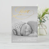 Love Swirl Baby geboorteaankondiging fotokaart Aankondiging (Staand voorkant)