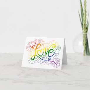 Love Swirl Doodle LGBTQ+ Rainbow Pride Vlaggenbrie Notitiekaartje