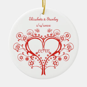Love Swirl Heart Valentijn's Day aangepaste orname Keramisch Ornament