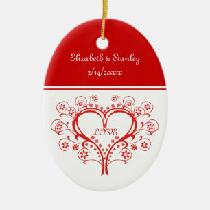 Love Swirl Heart Valentijn's Day aangepaste orname Keramisch Ornament