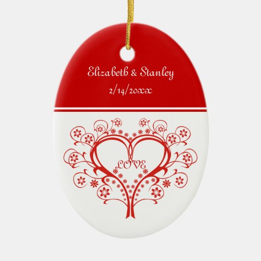 Love Swirl Heart Valentijn's Day aangepaste orname Keramisch Ornament (Voorkant)