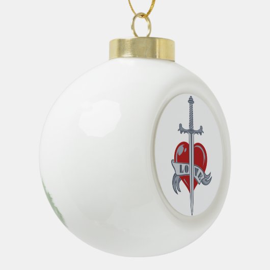 Love Sword Custom Kerstversiering Keramische Bal Ornament (Links)