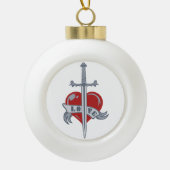 Love Sword Custom Kerstversiering Keramische Bal Ornament (Voorkant)