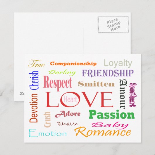 Love Synonyms by Shirley Taylor Briefkaart (Voorkant / Achterkant)