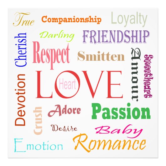 Love Synonyms by Shirley Taylor Foto Afdruk (Voorkant)