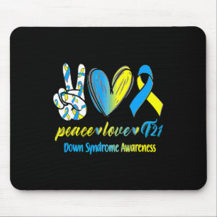 Love T21 Blauw Geel Lint Down Syndroom Awarenes Muismat