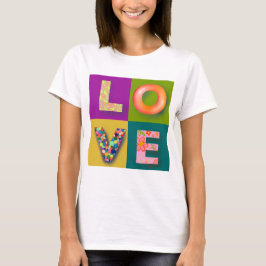 LOVE T-shirt met vier letters, levendige kleuren