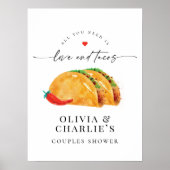 Love & Tacos Koppels Bruidsfeest Welkomstbord Poster (Voorkant)