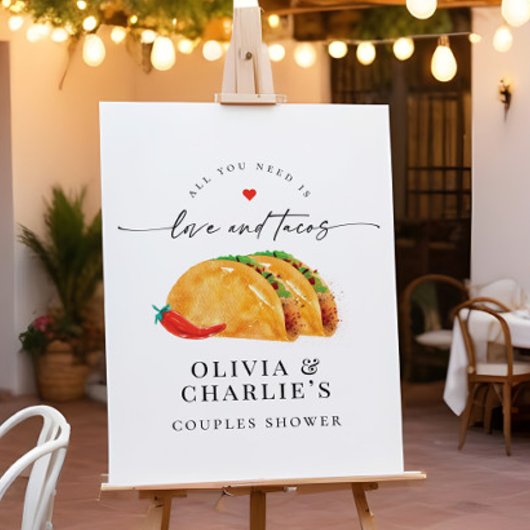 Love & Tacos Koppels Bruidsfeest Welkomstbord Poster