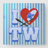 Love Taiwan slippers Vierkante Klok (Voorkant)