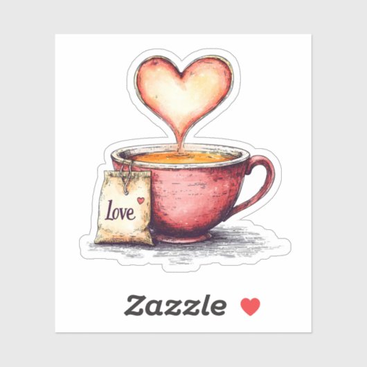 Love Tea Valentijnsdag Sticker (Vel)