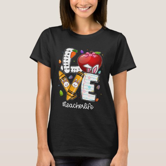 Love Teacher Life Easter Gnome Bunny  Easter Teach T-shirt (Voorkant)