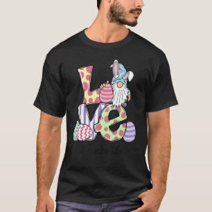 Love Teacher Life Easter Gnome Egg Hunting Basket T-shirt
