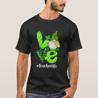 LOVE Teacher Life Gnome St Patrick's Day Leopard S T-shirt