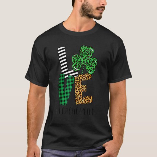 LOVE Teacher Life St Patricks Day Buffalo Plaid Sh T-shirt (Voorkant)