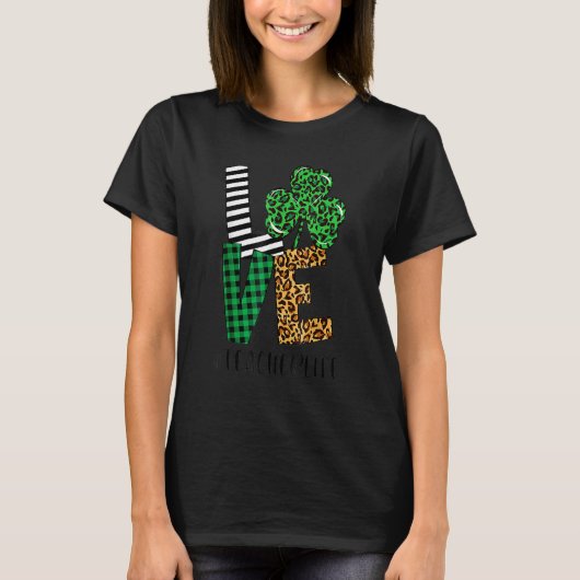 LOVE Teacher Life St Patricks Day Buffalo Plaid Sh T-shirt (Voorkant)