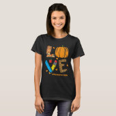 Love Teacher Pumpkin Leopard Herfst Autumn Thanksg T-shirt (Voorkant volledig)