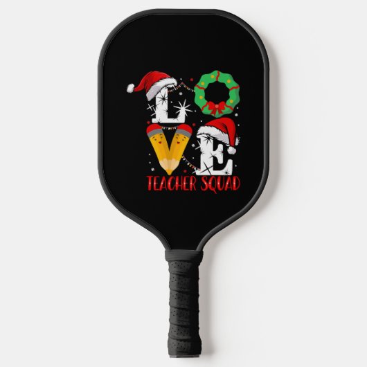 Love Teacher Squad, Funny Teachers Kerstmis Pickleball Paddle (Voorkant)