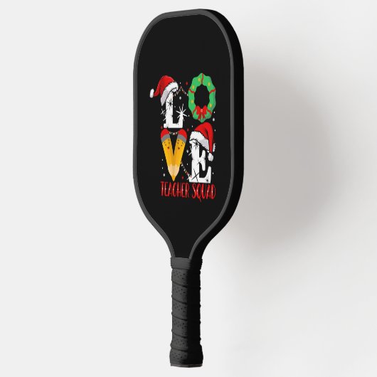 Love Teacher Squad, Funny Teachers Kerstmis Pickleball Paddle (Links)