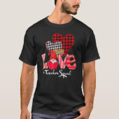 Love Teacher Squad Gnome Hearts Leopard Plaid Vale T-shirt (Voorkant)