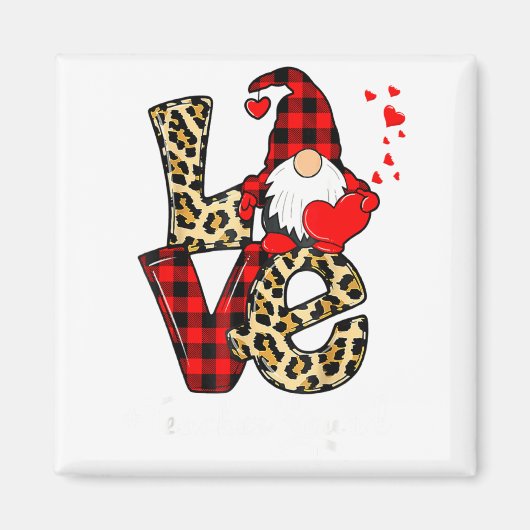 Love Teacher Squad Gnome Hearts Valentines Gnome T Magneet (Voorkant)