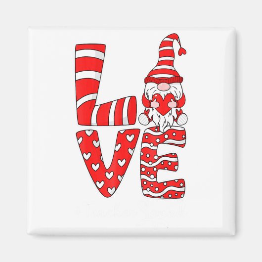 Love Teacher Squad Gnome Hearts Valentines Gnome T Magneet (Voorkant)
