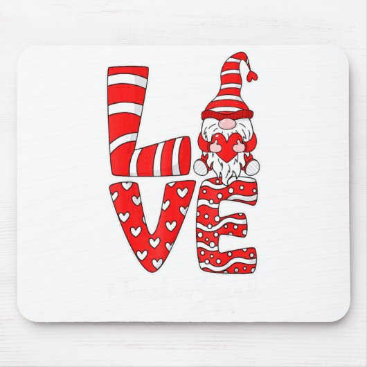 Love Teacher Squad Gnome Hearts Valentines Gnome T Muismat (Voorkant)
