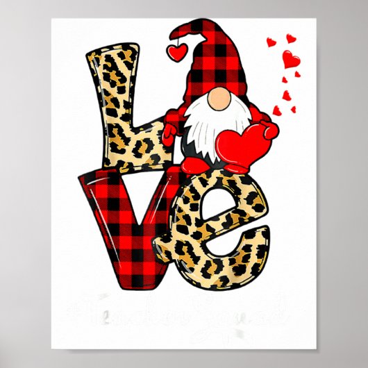 Love Teacher Squad Gnome Hearts Valentines Gnome T Poster (Voorkant)