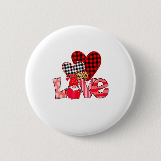 Love Teacher Squad Gnome Hearts Valentines Gnome T Ronde Button 5,7 Cm (Voorkant)