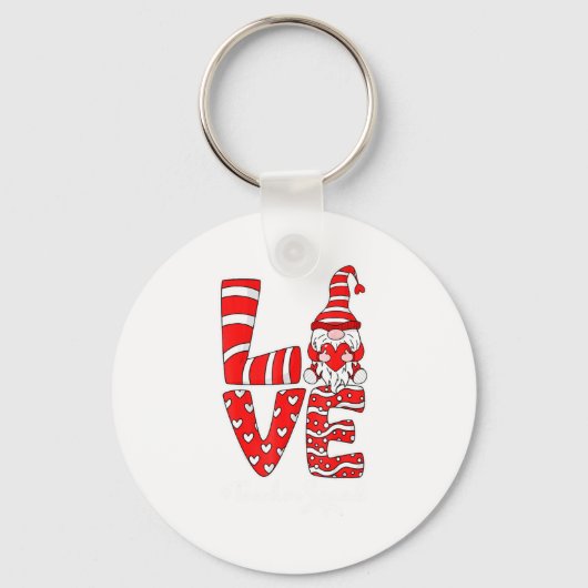 Love Teacher Squad Gnome Hearts Valentines Gnome T Sleutelhanger (Voorkant)