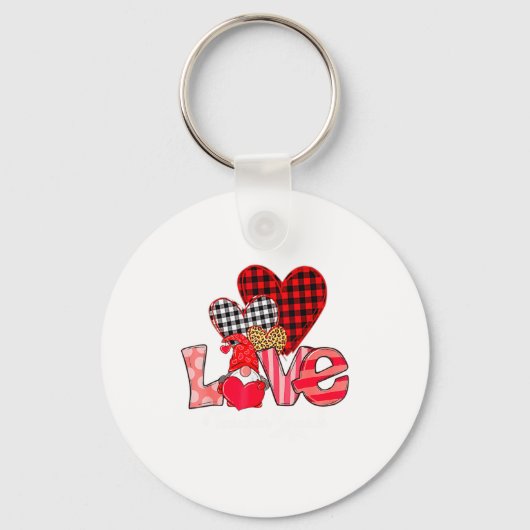 Love Teacher Squad Gnome Hearts Valentines Gnome T Sleutelhanger (Voorkant)