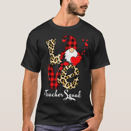 Love Teacher Squad Gnome Hearts Valentines Gnome T T-shirt (Voorkant)