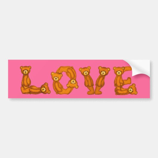 Love~Teddy Bear Letter Alphabet~Customize~Sticker Bumpersticker (Voorkant)