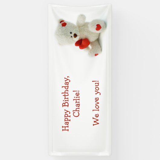 Love Teddy custom text & photobanner Spandoek (Verticaal)