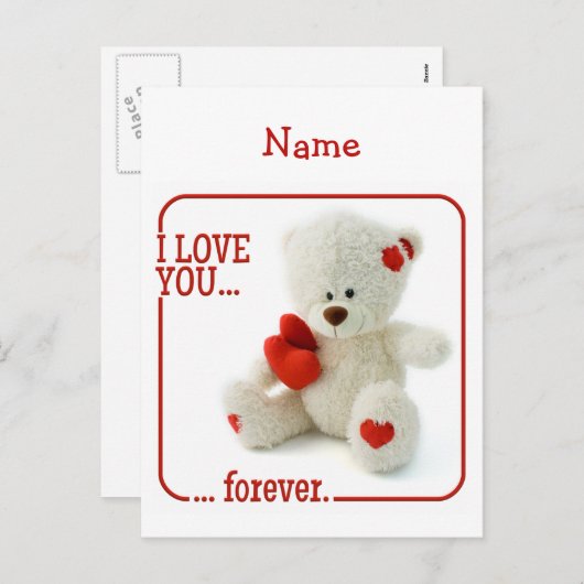 Love Teddy Valentijn custom briefkaart (Voorkant / Achterkant)