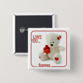 Love Teddy Valentijn knop Vierkante Button 5,1 Cm (Voorkant /achterkant)