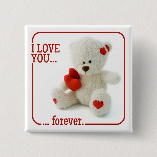 Love Teddy Valentijn knop Vierkante Button 5,1 Cm (Voorkant)