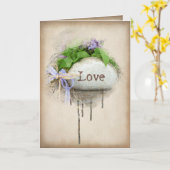 LOVE-tekst in steen gekerfd Kaart (Gele Bloem)