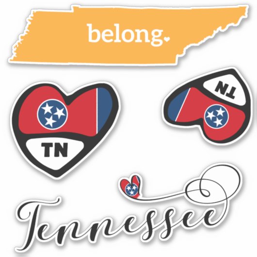 Love Tennessee, 3 Design, Die Cut Stickers (Voorkant)